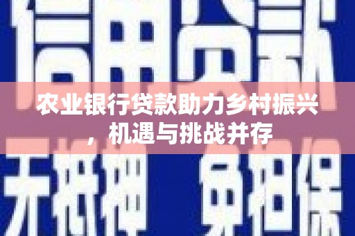 方山农业银行贷款助力乡村振兴，机遇与挑战并存